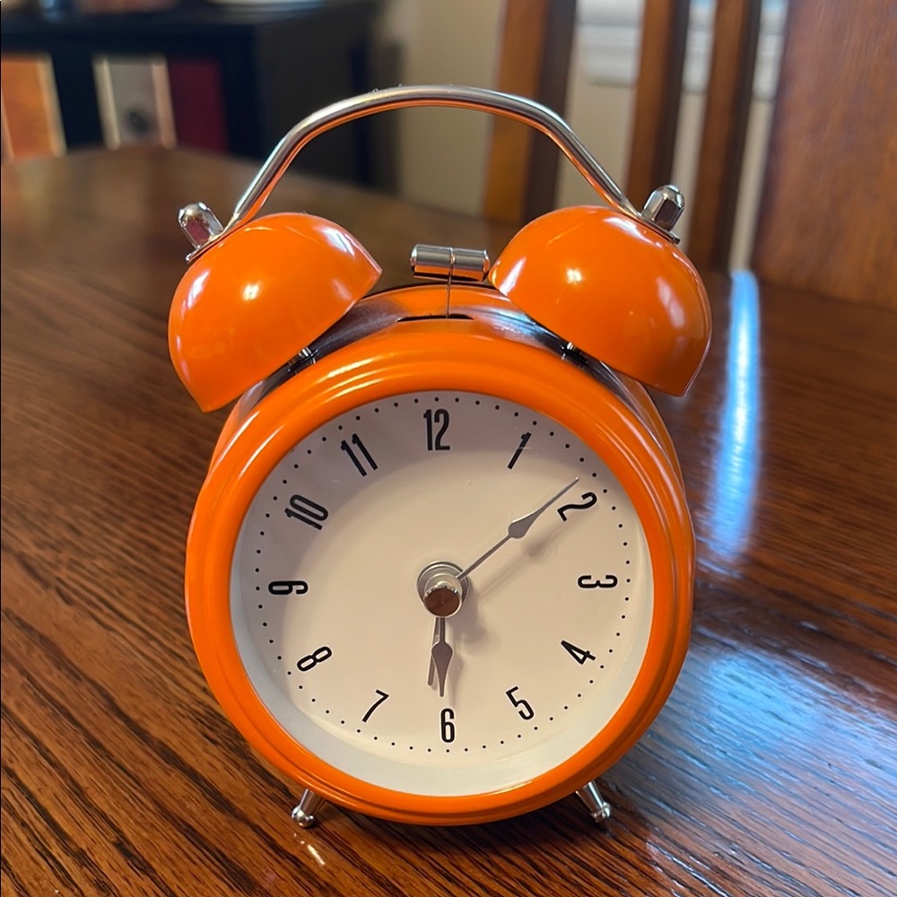 Small Orange Retro Alarm Clock